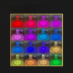 Matrix showing 16 RGB color modes of the diamond cut crystal USB night lamp