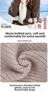 Detailed view of pink knitted touchscreen gloves with specialized thumb and index fingertips