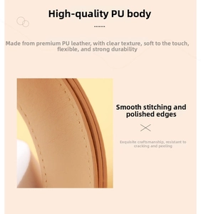Macro detail of the premium PU leather belt with neat stitching and smooth oil edge