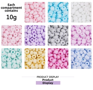 Detail of 4mm matte pastel glass seed beads in 11 colors for DIY jewelry making