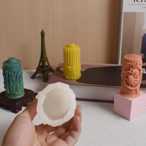 Baroque floral column silicone mold for DIY aromatherapy candles and handmade soap making