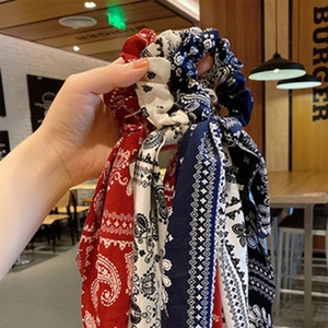 Paisley Floral Streamer Scrunchie Hair Ties Bohemian Ribbon Elastic Fabric Hair Rope Women Vintage Ponytail Holder