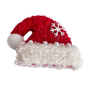 Christmas felt mini Santa hat hair clip with snowflake and pearl decorations