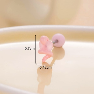 Orecchino a perno serpente rosa in acciaio inossidabile con dettagli dimensioni