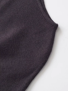 Close-up of dark grey knitted midi dress fabric showing fine stitching and premium texture
