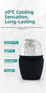 Detail view of a black silicone ice roller for face depuffing and skin lifting therapy