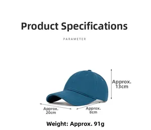 Outdoor cotton baseball cap size chart with 8cm brim and 13cm depth measurements