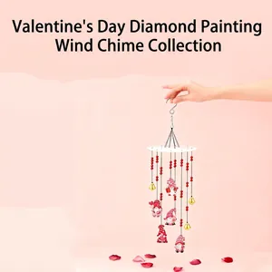 Valentine's Day DIY Diamond Painting Wind Chime Acrylic Rhinestone Hanging Pendant Handmade Heart Gnome Home Window Decor