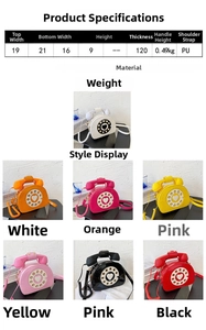 Size chart for patent leather crossbody bag with dimensions and 7 available color options
