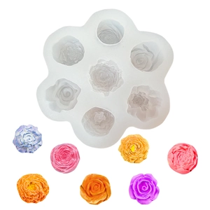 3D rose flower silicone mold for aromatherapy candles and succulent peony fondant cake decor