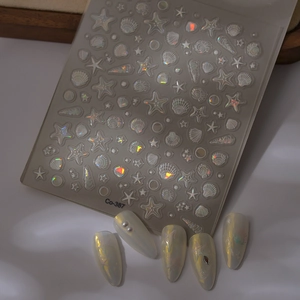 Detaillierte holografische 5D-Nagelaufkleber Muschel-Design Co-387 mit 3D-Effekt Textur