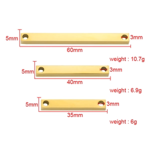 Polished gold 3D rectangular bar pendants in three sizes for DIY jewelry making