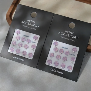 Adesivi Unghie Conchiglia Iridescente Rilievo Con Perla Artificial Sintetica Tema Oceano Impermeabile Decorativo Manicure