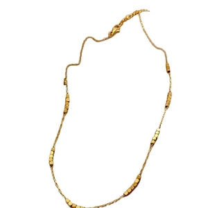 Vintage golden stainless steel beaded geometric adjustable necklace for women