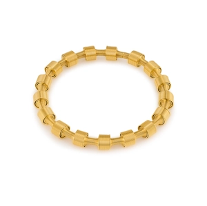 Minimalist golden spring spiral bracelet in polished stainless steel for women