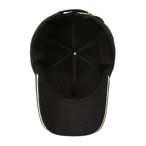 Black winter baseball cap for men with warm ear flaps and thick wool fabric lining