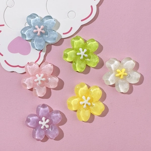 Glitter Resin Flower Charms Cherry Blossom DIY Accessories For Phone Case Hair Clips Shoe Decoration
