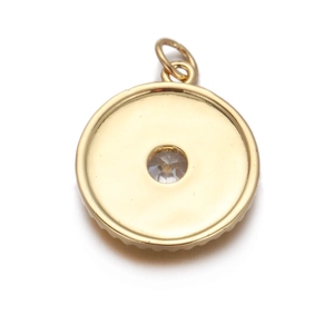 Close-up of a gold-plated doughnut charm with a centered zircon for fashion bracelets