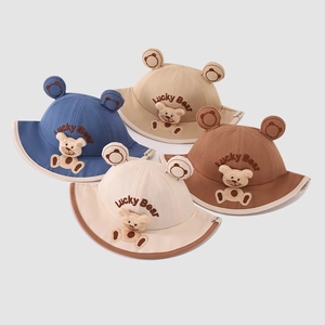 Toddler sun hats with bear ears and embroidery in four colors for ages 1-3