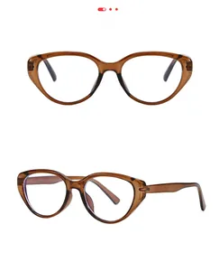 Detailansicht der braunen Katzenaugen-Brille mit Bernstein-Textur von vorne und der Seite