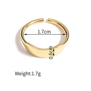 18K gold plated titanium steel open ring with 1.7cm inner diameter and 1.7g weight