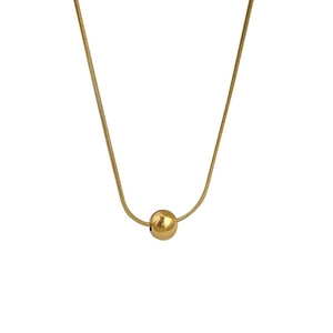 Elegant gold bead pendant necklace with sleek snake chain design for women fashion