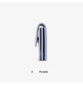 Side view of purple accordion-style card holder with multi-slot folding design