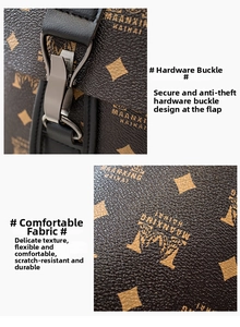 Close-up of anti-theft silver metal clasp and lychee pattern faux leather texture