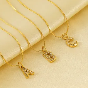 Collana Con Ciondolo Lettera Iniziale In Acciaio Inossidabile Placcato Oro 18K Con Strass Gioielli Di Moda Minimalisti Eleganti Donna