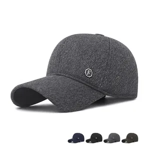 Men Winter Baseball Cap Woolen Fleece Lined Warm Ear Flaps Windproof Thick Outdoor Hat For Middle Aged