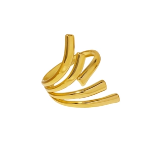Minimalist spiral twisted open ring in polished gold plated stainless steel