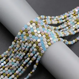 4mm faceted gradient crystal glass beads in mixed colors for DIY jewelry necklaces