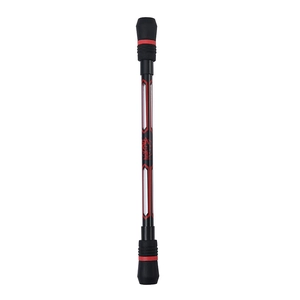 Weighted balance spinning pen for beginners in black and red with silver accents