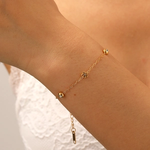 Rose Flower Bracelet 18K Gold Plated Stainless Steel Elegant Pink Clear Zircon Adjustable Chain Jewelry For Women