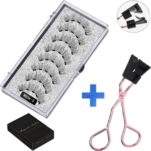5-pair magnetic eyelashes kit with rose gold applicator and professional storage box