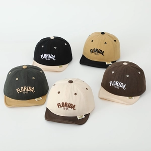 Kids hip hop baseball caps with Florida embroidery and colorblock cotton fabric
