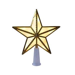 Luminous gold 3D Christmas star tree topper with dotted texture and clear base