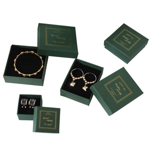 Morandi dark green jewelry boxes with gold stamping for rings, earrings and bracelets
