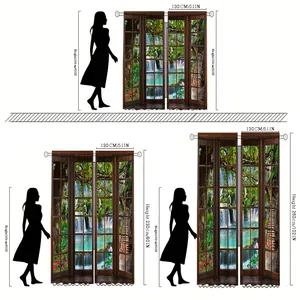 Size guide for sunset forest curtains showing three heights relative to 160cm person