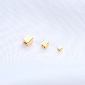 Perles cubes polies remplies d'or 14K en trois tailles pour bijoux et bracelets DIY