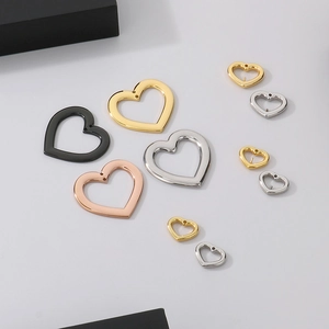 Stainless steel hollow heart charms in four colors and two sizes for DIY jewelry
