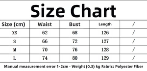 Guide des tailles pour robe à carreaux indiquant taille et buste en cm du XS au L