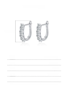 Detail view of 925 sterling silver hoop earrings with 16mm height and 1.0ct moissanite