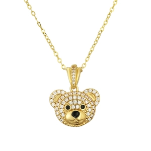 Süße goldene Panda-Halskette mit funkelnden Kristallen und schwarzen Edelsteinen