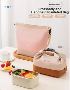 Detail of insulated lunch bags with waterproof fabric and thermal aluminum foil lining