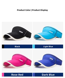 Four colors of open-top sports visors with reflective trim and breathable mesh fabric