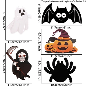 Halloween party decoration kit with 5 sticker designs including ghost pumpkin and bat