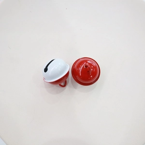 2.2cm two-tone red and white metal bells with hanging rings for DIY crafts and decor