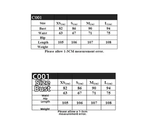 Size chart detail for sleeveless A-line maxi dress showing bust waist and length measurements