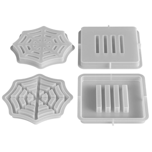 Halloween spider web and rectangular silicone coaster molds for resin DIY projects